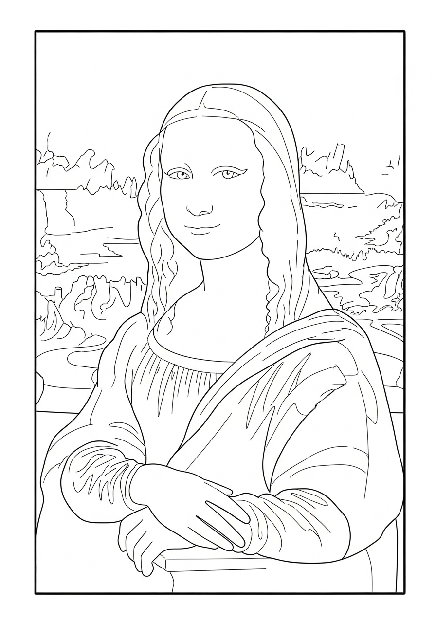 Mona Lisa para colorir